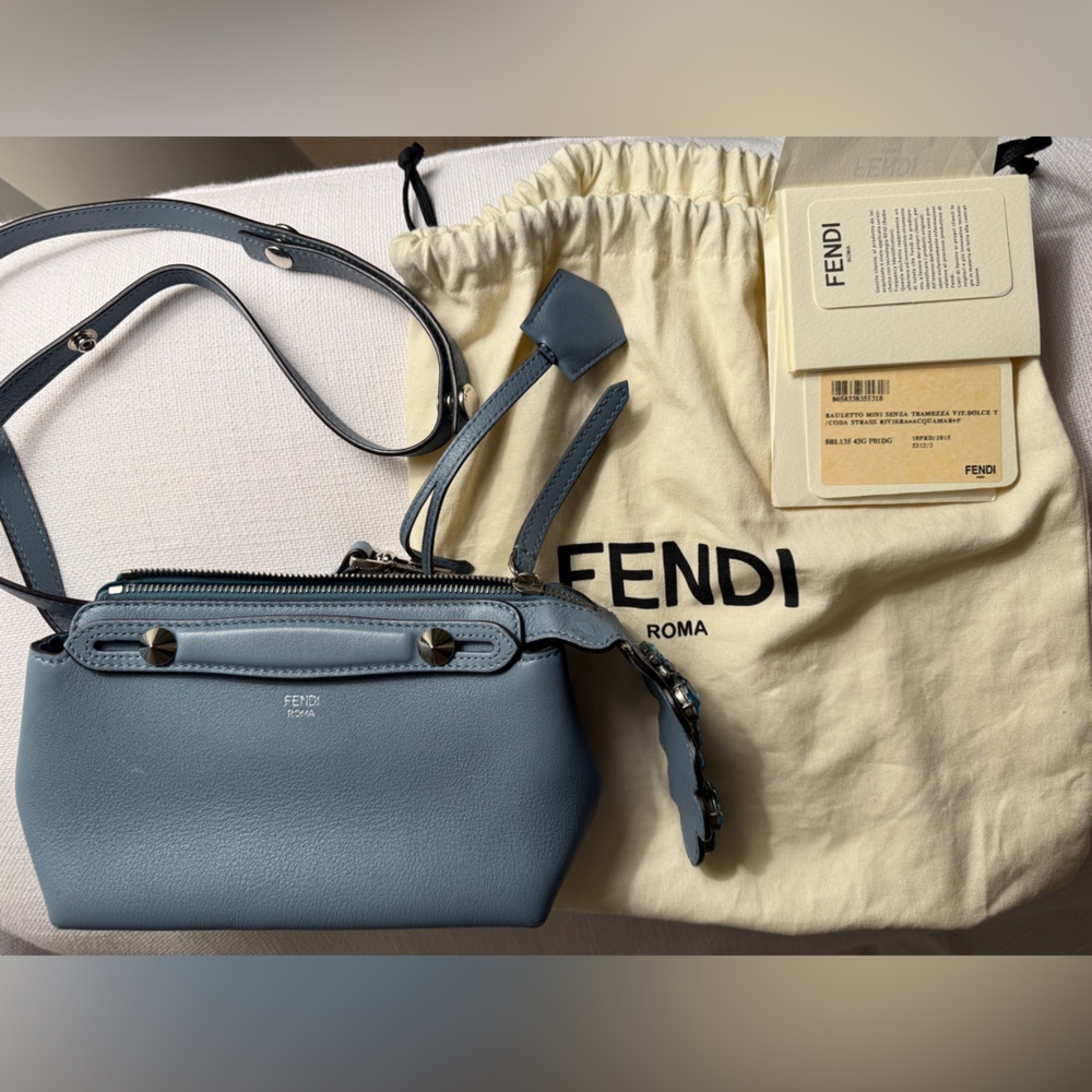 Fendi mini by the way with beads - baby blue